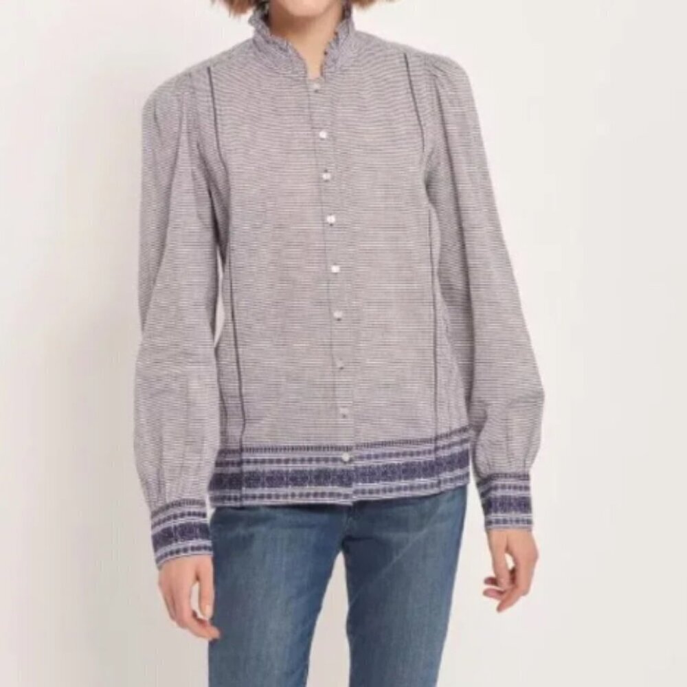Roller Rabbit Snowflake Stripe Jacquard Lisbeth Top Cotton Coastal